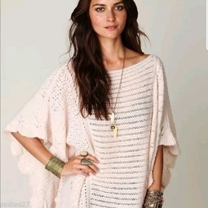 Free People Pastel Pink Knit Pullover Poncho Med